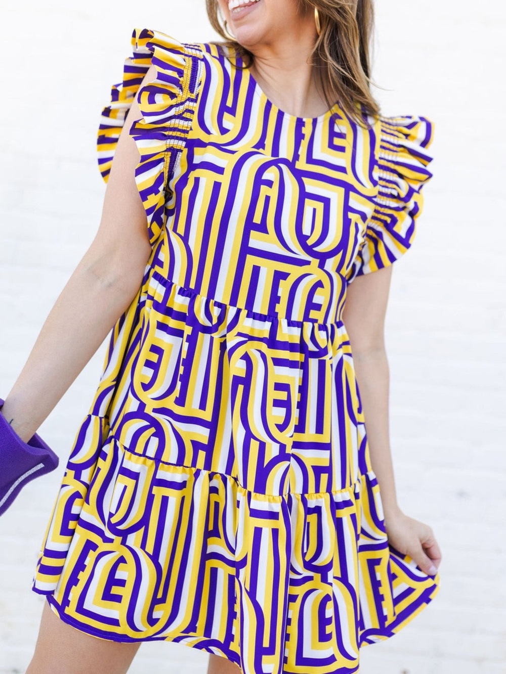 Michelle McDowell Everly LSU Dress Purple Gold Touchdown Women’s Size Medium - Picture 2 of 6